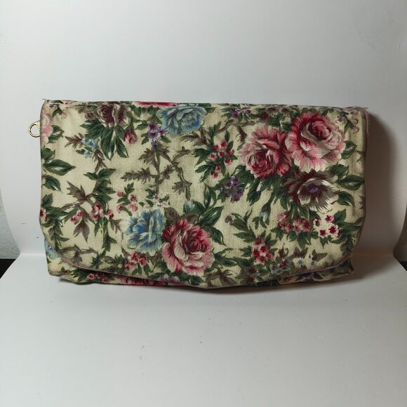 Vintage Women's Trina Floral Wallet Clutch Bag With Zipper and Mirror - Picture 1 of 5